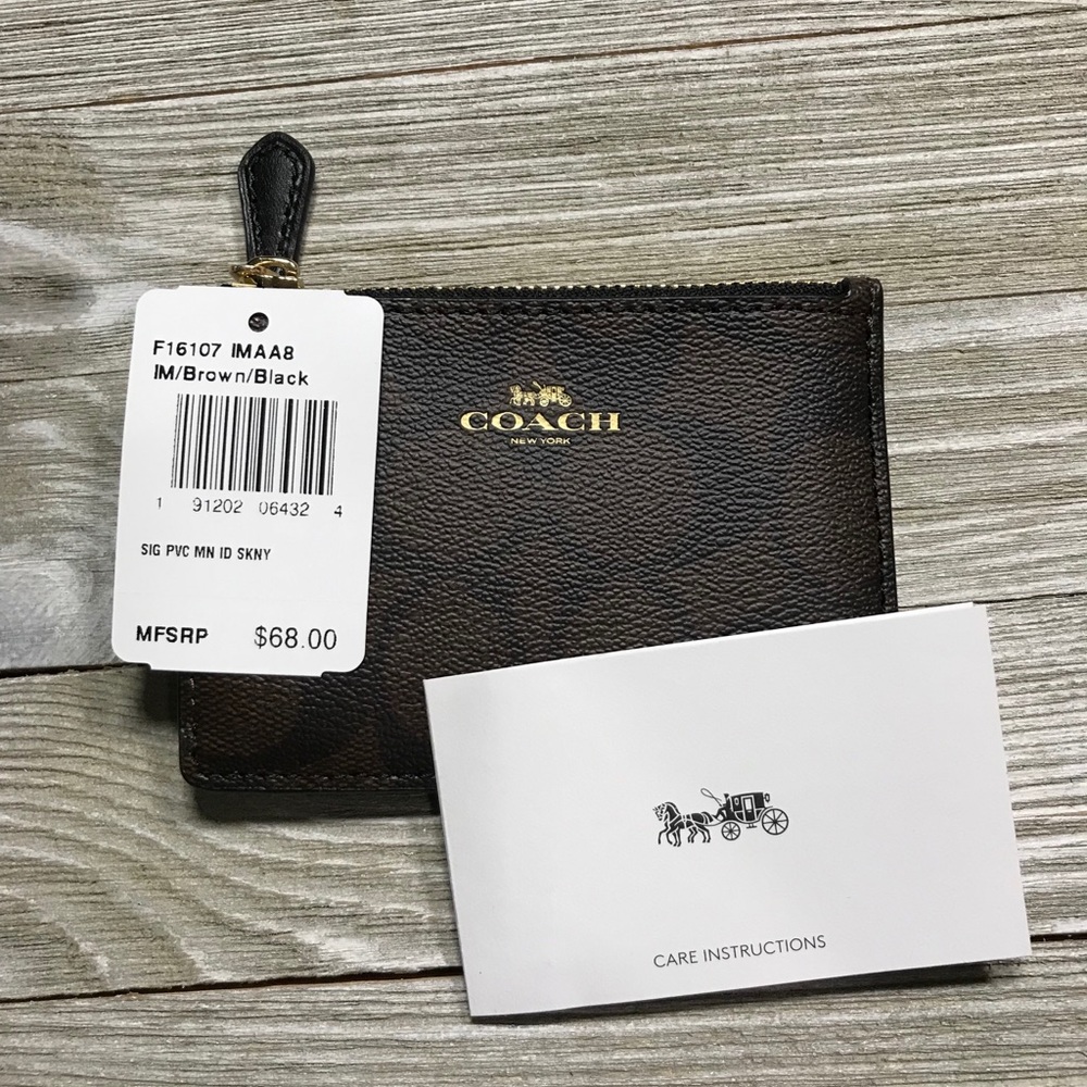 NWT Coach Mini Skinny ID Case in Signature Canvas